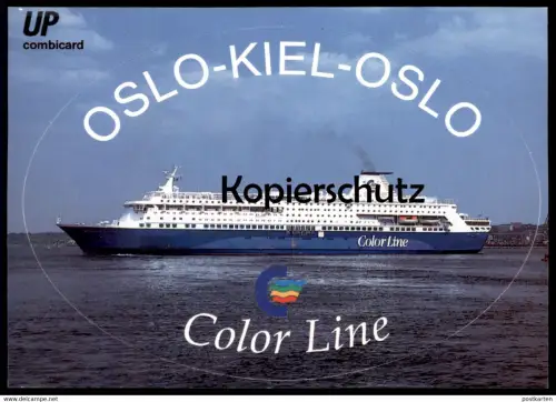 ÄLTERE POSTKARTE & AUFKLEBER KIEL OSLO M/S PRINSESSE RAGNHILD MS SCHIFF COLOR LINE ship Sticker AK postcard