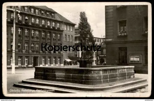 ALTE POSTKARTE GLEIWITZ GABELJÜRGE NEPTUNBRUNNEN NEPTUN MOHREN-APOTHEKE AUSHANG DOKUMENTE Gliwice Schlesien Polska AK