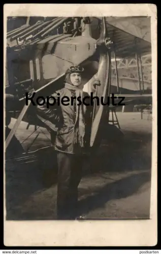 ALTE POSTKARTE PILOT FLIEGER JAGDFLUGZEUG DFW ? DOPPELDECKER FLUGZEUG PLANE AIRPLANE PIONIER double decker