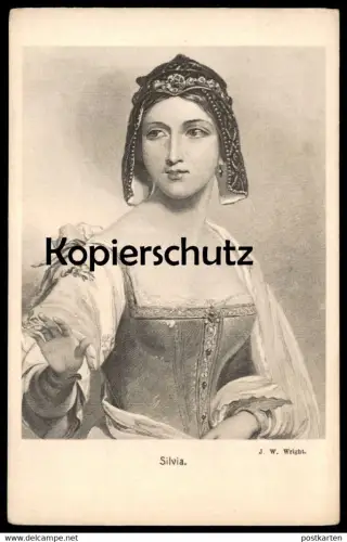 ALTE KÜNSTLER POSTKARTE SHAKESPEARE'S HELDINNEN SILVIA J. W. WRIGHT Porträt Dame Frau Schmuck Ansichtskarte postcard AK