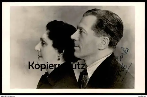 ALTES FOTO EHEPAAR LES STARKS BEST WISHES 1946 PHOTO Luton Ohrring Schmuck Mann Frau couple Paar cpa postcard