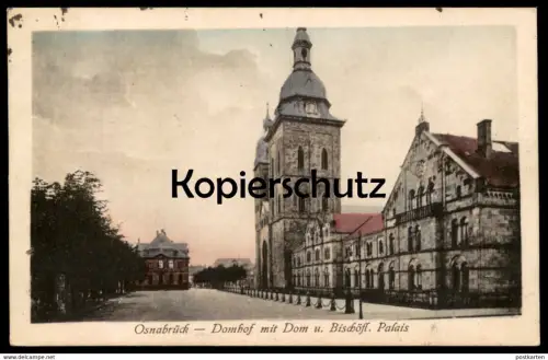 ALTE POSTKARTE OSNABRÜCK DOMHOF MIT DOM UND BISCHÖFLICHEM PALAIS 1920 Ansichtskarte AK cpa postcard