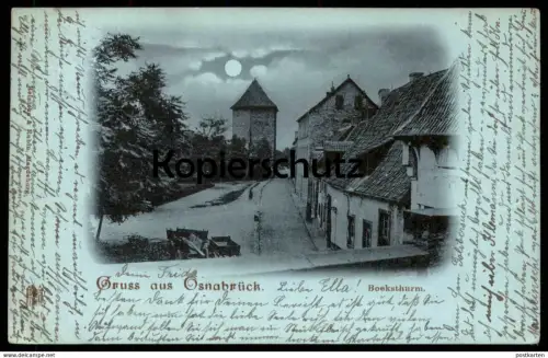 ALTE POSTKARTE OSNABRÜCK BOCKSTHURM 1899 MONDSCHEIN MONDSCHEINKARTE MOND BOCKSTURM Turm tower cpa postcard Ansichtskarte
