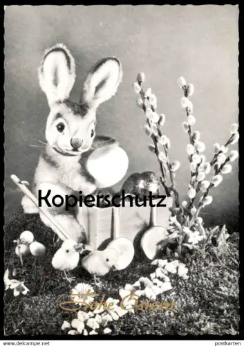 ALTE POSTKARTE FROHE OSTERN OSTERHASE VERMENSCHLICHT KARREN EIER KÜKEN Osterfest Easter Schwarz-weiss Foto Photo cpa AK