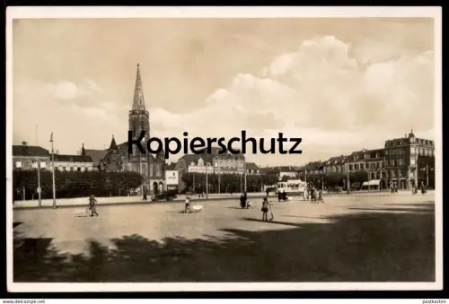 ALTE POSTKARTE SAARLAUTERN 1942 A-H-PLATZ STRASSENBAHN SAARGEBIET SAAR cpa postcard AK Ansichtskarte