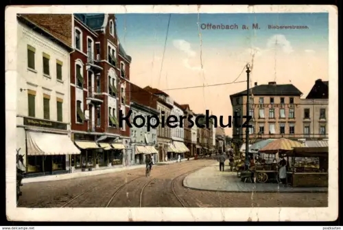ALTE POSTKARTE OFFENBACH AM MAIN BIEBERERSTRASSE GESCHÄFT WILHELM NINKHARDT MARKT marché market Ansichtskarte postcard