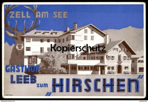ALTE POSTKARTE GASTHOF LEEB ZUM HIRSCHEN ZELL AM SEE AM POSTPLATZ cpa postcard Ansichtskarte AK