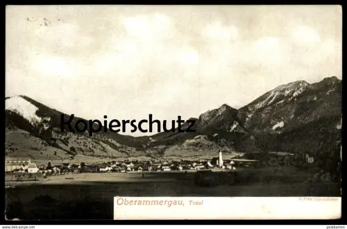 ALTE POSTKARTE OBERAMMERGAU TOTAL PANORAMA PASSIONSTHEATER THEATER Ansichtskarte AK cpa postcard