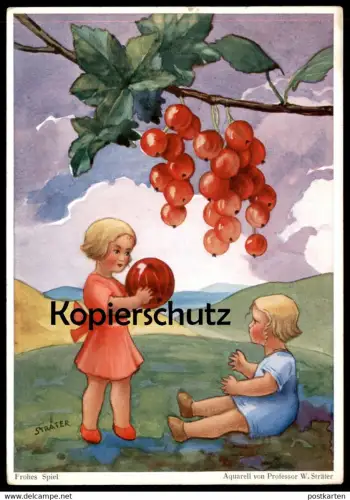 ALTE KÜNSTLER POSTKARTE JOHANNISBEEREN KINDER PROFESSOR STRÄTER children currant Ansichtskarte postcard