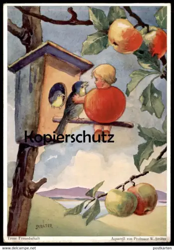 ALTE KÜNSTLER POSTKARTE ÄPFEL VERMENSCHLICHT KINDER PROFESSOR STRÄTER apple children Ansichtskarte postcard cpa AK