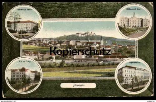 ALTE POSTKARTE PRIBRAM GYMNASIUM MESTANSKE REALNE SKOLY UCITELSKY USTAV Ceska Republika postcard Ansichtskarte AK cpa