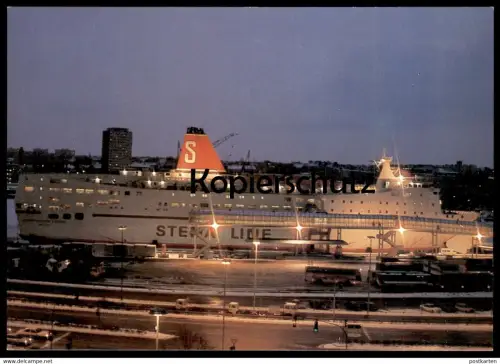 ÄLTERE POSTKARTE KIEL STENA LINE SCHWEDEN KAI KRONPRINSESSAN VICTORIA BEI NACHT NIGHt FÄHRE ferry Schiff ship postcard