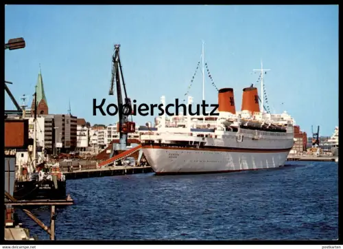 ÄLTERE POSTKARTE KIEL BOLLHÖRN MIT MS EUROPA KAI HAFEN DAMPFER FÄHRE ferry Schiff Motorschiff ship bateau postcard cpa
