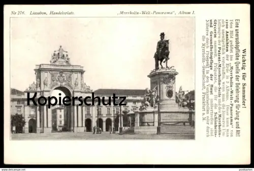 ALTE POSTKARTE LISSABON HANDELSPLATZ LISBOA PORTUGAL MYRRHOLIN-WELT PANORAMA FRANKFURT Ansichtskarte postcard
