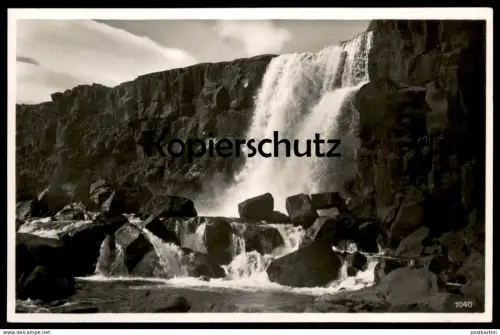 ALTE POSTKARTE ISLAND ÖXARARARFOSS WASSERFALL BEI THINGVELLIR ÖXARARFOSS iceland waterfall cascade postcard cpa AK