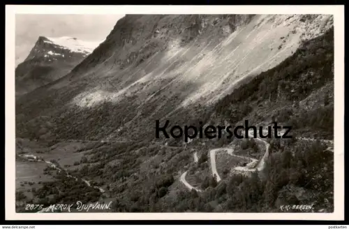 ALTE POSTKARTE MEROK DJUPVANN STRASSE PASS SERPENTINEN NORGE Norwegen norway Norvege street postcard cpa Ansichtskarte