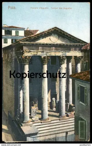 ALTE POSTKARTE POLA TEMPLO D'AUGUSTO TEMPEL DES AUGUSTUS TEMPIO Pula Hrvatska Croatia Kroatien cpa postcard