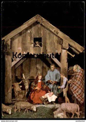 ÄLTERE POSTKARTE KRIPPE WEIHNACHTEN HOLZKRIPPE crib couvent christmas Krippenfiguren Ochs Esel Schaf Stall Ansichtskarte