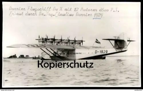 ÄLTERES REPRO FOTO DORNIER DO X FLUGSCHIFF Hydravion Dornierflugzeug D-1929 Flugzeug Airplane Aircraft photo