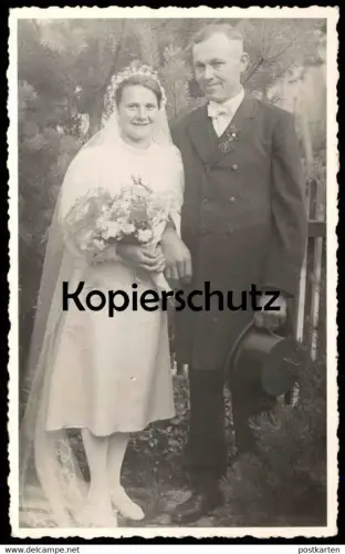 ALTE FOTO POSTKARTE HOCHZEIT EHEPAAR FRIEDA UND MAX Heirat Paar Ehe Frau Mann Zylinder marriage cpa photo postcard