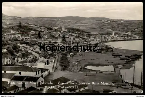ALTE POSTKARTE HORTA VISTA DO MONTE QUEIMANDO BURNT MOUNTAIN Ebbe ebb Azoren Acores Acoren Portugal Portuguesa postcard