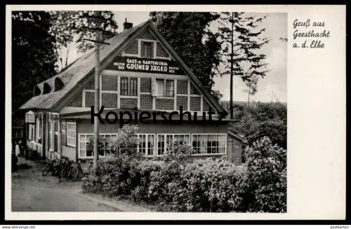 ALTE POSTKARTE GEESTHACHT AN DER ELBE GAST- UND GARTENLOKAL GRÜNER JÄGER HOLSTEN BIER Ansichtskarte AK cpa postcard