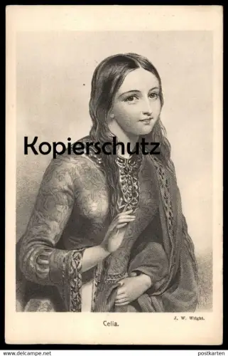 ALTE KÜNSTLER POSTKARTE SHAKESPEARE'S HELDINNEN CELIA J. W. WRIGHT Porträt Dame Frau Ansichtskarte postcard AK