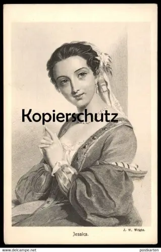 ALTE KÜNSTLER POSTKARTE SHAKESPEARE'S HELDINNEN JESSICA J. W. WRIGHT Porträt Dame Frau Schmuck Ansichtskarte postcard AK