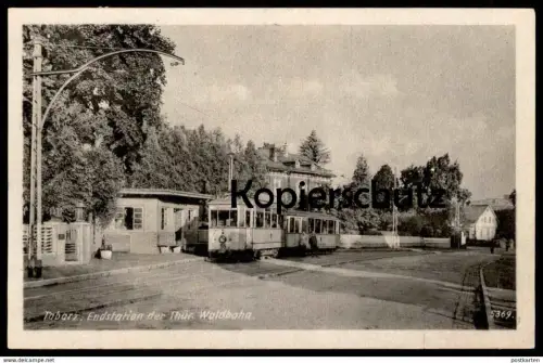 ALTE POSTKARTE TABARZ ENDHALTESTELLE DER THÜRINGER WALDBAHN STRASSENBAHN Haltestelle tram tramway Ansichtskarte postcard