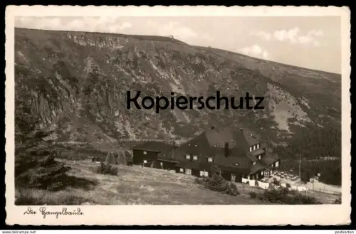 ALTE POSTKARTE RIESENGEBIRGE DIE HAMPELBAUDE MIT TEICHRÄNDER WÄSCHE BETTLAKEN Karpacz Ansichtskarte postcard Schlesien