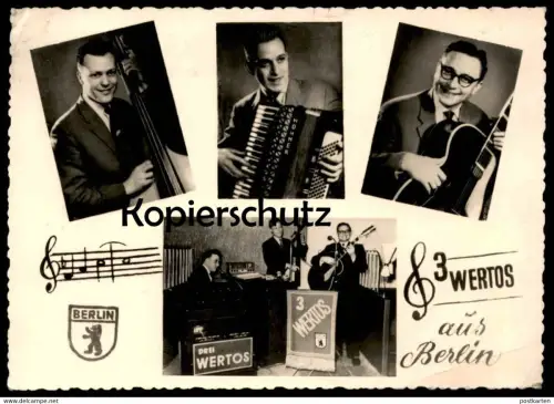 ÄLTERE POSTKARTE BERLIN DREI WERTOS 3 MUSIKER AUS BERLIN GRUPPE BAND MUSIKBAND MUSIK Ansichtskarte AK cpa postcard