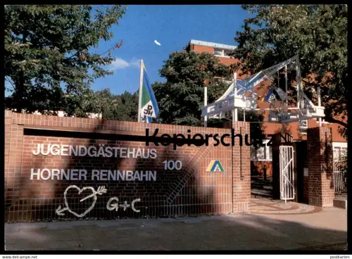 ÄLTERE POSTKARTE HAMBURG JUGENDGÄSTEHAUS HORNER RENNBAHN HORN JUGENDHERBERGE Ansichtskarte AK cpa postcard