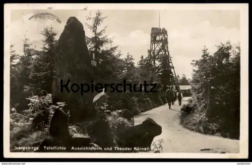 ALTE POSTKARTE TAFELFICHTE AUSSICHTSTURM THEODOR-KÖRNER-STEIN ISERGEBIRGE SUDETEN 1936 Ansichtskarte postcard