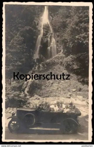 ALTE POSTKARTE TRUSETALER WASSERFALL AUTO OLDTIMER AUSFAHRT BROTTERODE-TRUSETAL THÜRINGEN TRUSE Ansichtskarte postcard
