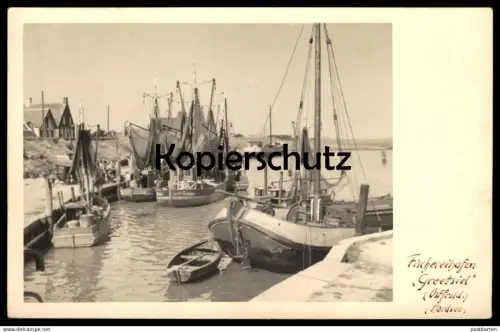 ALTE POSTKARTE FISCHEREIHAFEN GREETSIEL FISCHKUTTER AUFNAHME TILLMANN EMDEN Hafen Fischer Kutter Schiff Motorschiff port