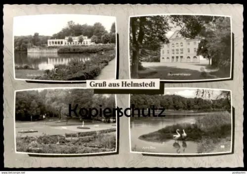 ÄLTERE POSTKARTE GRUSS AUS HELMSTEDT QUELLENHOF BRUNNENTHEATER KURPARK AM SEE Ansichtskarte postcard cpa AK
