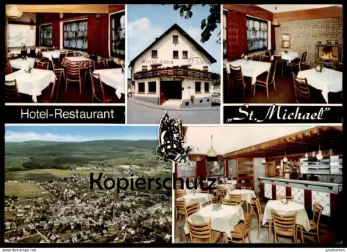 ÄLTERE POSTKARTE MORBACH HUNSRÜCK HOTEL RESTAURANT PENSION ST. MICHAEL BESITZERIN MARIA RAHN Drache dragon cpa AK