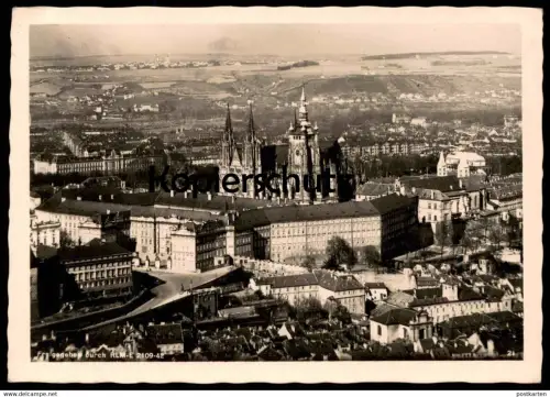 ALTE POSTKARTE PRAG 1943 HRADSCHIN TOTALANSICHT BRIEFSTEMPEL GBELL PRAHA Prague Ceska republika Czech republic postcard