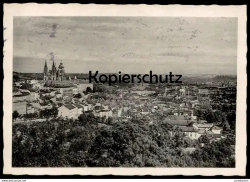 ALTE POSTKARTE PRAG 1943 TOTALANSICHT STEMPEL FLUGZEUGFÜHRERSCHULE GBELL PRAHA Prague Ceska republika Czech republic AK