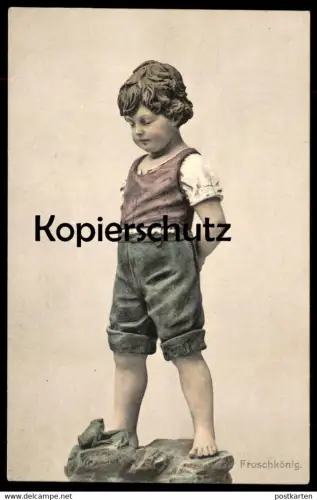 ALTE POSTKARTE FROSCHKÖNIG MODERNE PLASTIK FROSCH KIND JUNGE frog grenouille cpa postcard Ansichtskarte AK