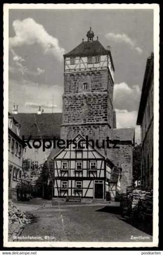 ÄLTERE POSTKARTE BISCHOFSHEIM RHÖN ZENTTURM ZEHNTTURM TURM tower tour Absender RAD Lager AK cpa postcard Ansichtskarte