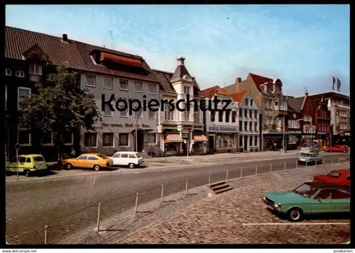 ÄLTERE POSTKARTE HUSUM NORDSEE SCHIFFBRÜCKE WILH. HENKENS HOTEL Autos Auto Ford Renault 4 Ansichtskarte postcard cpa AK
