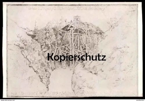 ALTE POSTKARTE VORBAU UND EINGANG ZUM UNTERSTAND SCHLOSS HEIDELBERG RUSSLAND OSTFRONT LANDSTURMMANN ALBERT PIEPER Russia