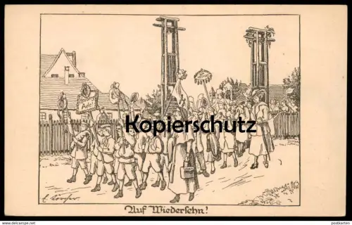 ALTE KÜNSTLER POSTKARTE AUF WIEDERSEHN! HEUBERG ADE! ELISABETH LÖRCHER STETTEN WIEDERSEHEN ABSCHIED Ansichtskarte cpa AK
