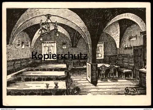 ALTE KÜNSTLER POSTKARTE PEUERBACH WIRTSSTUBE ZUM GOLDENEN LAMM HANS DOBLMAYER Österreich Austria Doblmaier postcard cpa