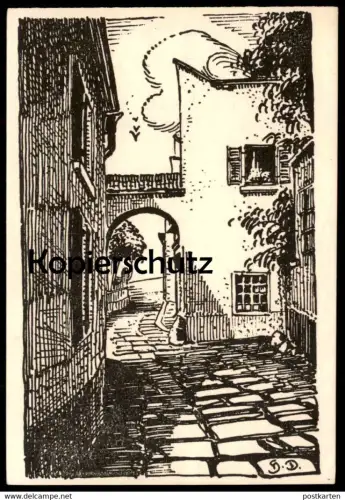 ALTE KÜNSTLER POSTKARTE PEUERBACH FLEISCHERGÄSSCHEN HANS DOBLMAYER Österreich Austria Doblmaier postcard AK Elektrizität