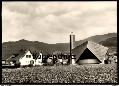 ÄLTERE POSTKARTE KOLLNAU GUTACH EVANGELISCHE KIRCHE MIT PFARR- UND GEMEINDEHAUS AUFNAHME HENRICH WILCKENS Waldkirch