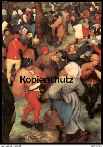 ÄLTERE KÜNSTLER POSTKARTE PIETER BRUEGEL DER HOCHZEITSTANZ IM FREIEN DETROIT INSTITUTE OF ARTS DETROIT postcard cpa AK