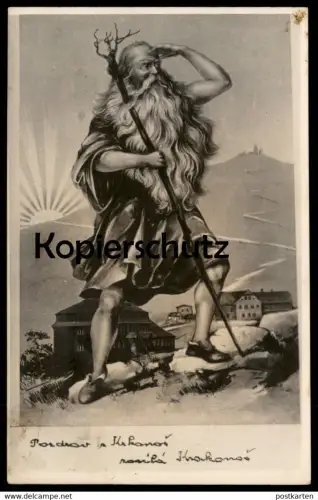 ALTE POSTKARTE POZDRAV KROKONOS KRKONOSE KRAKONOS RÜBEZAHL RIESENGEBIRGE Ceska Tschechische Repubilk postcard cpa AK