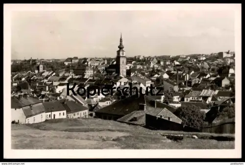 ALTE POSTKARTE TREBIC CELKOVY POHLED 1948 Panorama Kirche Tschechische Republik ceska republika czech republic postcard